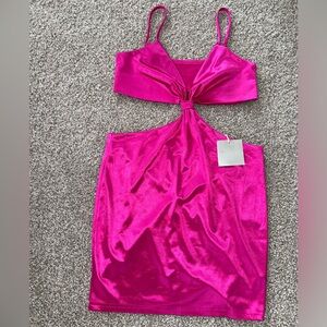 Pink Satin Cutout Bodycon Dress NWT!!!